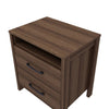 Mid-Century Modern Nightstand Acacia Wood Walnut Brown 2-Drawer Storage Minimalist Tapered Legs 26" Height