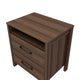 Mid-Century Modern Nightstand Acacia Wood Walnut Brown 2-Drawer Storage Minimalist Tapered Legs 26" Height