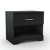 Modern Nightstand - Engineered Wood Black & White Finish - 1 Storage Drawer and Open Shelf - Smooth Metal Slides - 21" Height