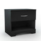 Modern Nightstand - Engineered Wood Black & White Finish - 1 Storage Drawer and Open Shelf - Smooth Metal Slides - 21" Height