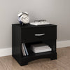 Modern Nightstand - Engineered Wood Black & White Finish - 1 Storage Drawer and Open Shelf - Smooth Metal Slides - 21" Height