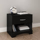 Modern Nightstand - Engineered Wood Black & White Finish - 1 Storage Drawer and Open Shelf - Smooth Metal Slides - 21" Height