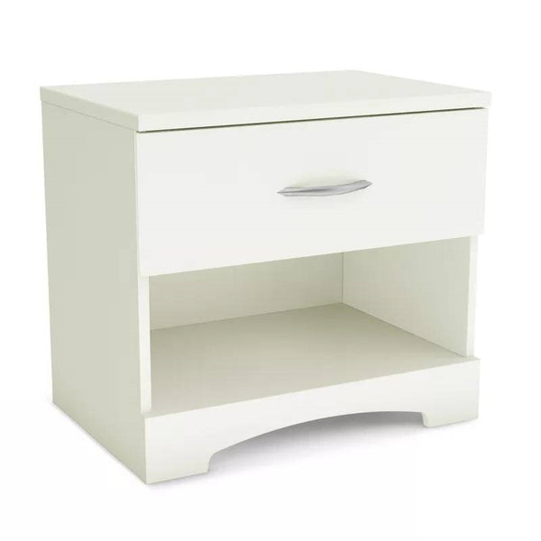 Modern Nightstand - Engineered Wood Black & White Finish - 1 Storage Drawer and Open Shelf - Smooth Metal Slides - 21" Height