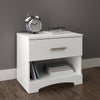 Modern Nightstand - Engineered Wood Black & White Finish - 1 Storage Drawer and Open Shelf - Smooth Metal Slides - 21" Height