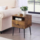 Mid-Century Modern Nightstand Set of 2 Engineered Wood Brown & Black 1 Drawer Open Shelf 21.5" H