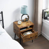 Mid-Century Modern Nightstand Set of 2 Engineered Wood Brown & Black 1 Drawer Open Shelf 21.5" H