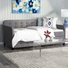 Twin Upholstered Daybed with Trundle Polyester Linen Tufted Design, Gray
