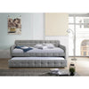 Twin Upholstered Daybed with Trundle Polyester Linen Tufted Design, Gray