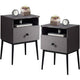 Mid-Century Modern Nightstand Set of 2 Engineered Wood Brown & Black 1 Drawer Open Shelf 21.5" H
