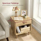 Mid-Century Modern Nightstand Solid Wood Natural Straw Yellow 1-Drawer Storage Open Shelf 22.8" Height