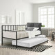 Twin Daybed with Roll-Out Trundle Metal Frame, Space-Saving Design, Black