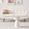 Mid-Century Modern Cotton-Polyester Upholstered Loveseat Sofa with Wooden Legs – Beige 2-Seater Couch for Small Spaces