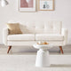 Mid-Century Modern Cotton-Polyester Upholstered Loveseat Sofa with Wooden Legs – Beige 2-Seater Couch for Small Spaces