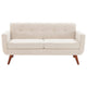 Mid-Century Modern Cotton-Polyester Upholstered Loveseat Sofa with Wooden Legs – Beige 2-Seater Couch for Small Spaces