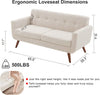 Mid-Century Modern Cotton-Polyester Upholstered Loveseat Sofa with Wooden Legs – Beige 2-Seater Couch for Small Spaces