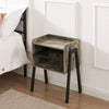 Modern Industrial Nightstand - Engineered Wood Grey Wood Finish - 2 Storage Compartments - Black Metal Pipe Frame - 23.6" Height