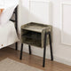 Modern Industrial Nightstand - Engineered Wood Grey Wood Finish - 2 Storage Compartments - Black Metal Pipe Frame - 23.6" Height