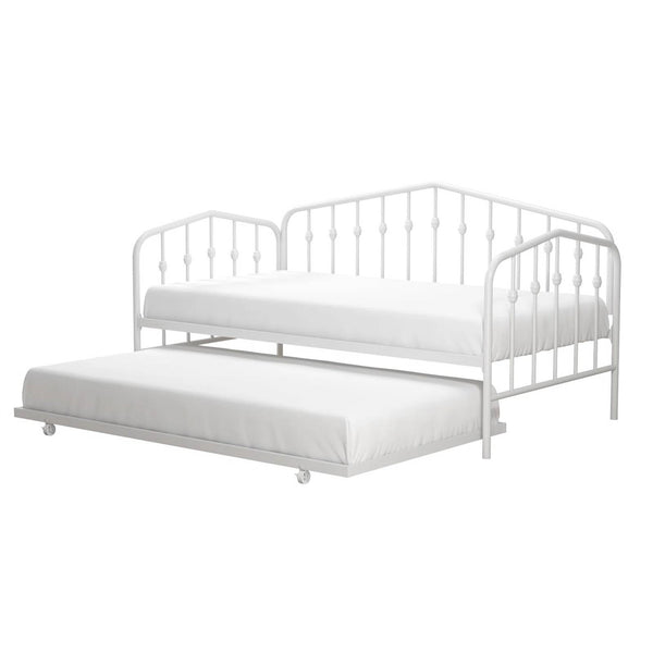 Twin Modern Industrial Daybed Metal Frame with Clean Lines, White