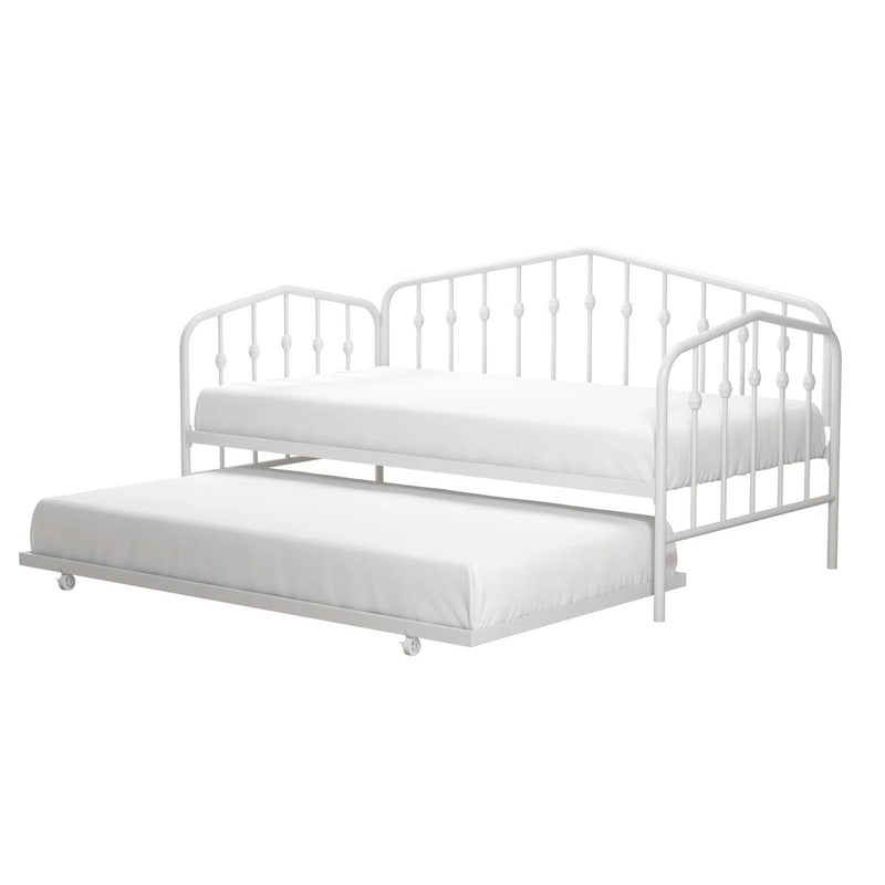Twin Modern Industrial Daybed Metal Frame with Clean Lines, White