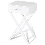 Modern X-Shape Nightstand - Engineered Wood White or Black Finish - 1 Large Storage Drawer - Decorative X-Leg Design - 26" Height