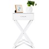 Modern X-Shape Nightstand - Engineered Wood White or Black Finish - 1 Large Storage Drawer - Decorative X-Leg Design - 26" Height