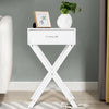 Modern X-Shape Nightstand - Engineered Wood White or Black Finish - 1 Large Storage Drawer - Decorative X-Leg Design - 26" Height