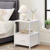 Modern Nightstand Set of 2 - Engineered Wood Coffee Finish - 1 Storage Drawer and Open Shelf - Black Metal Frame - 22" Height