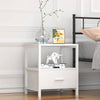 Modern Nightstand Set of 2 - Engineered Wood Coffee Finish - 1 Storage Drawer and Open Shelf - Black Metal Frame - 22" Height