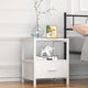 Modern Nightstand Set of 2 - Engineered Wood Coffee Finish - 1 Storage Drawer and Open Shelf - Black Metal Frame - 22" Height