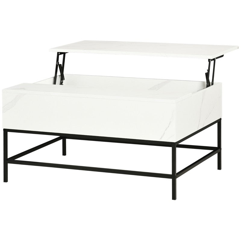 Modern Lift-Top 36"x24" MDF Rectangular Coffee Table — White with Hidden Storage