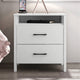 Modern Nightstand Wood White Finish 2-Drawer Storage Minimalist Side Table 23" Height