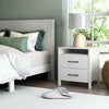 Modern Nightstand Wood White Finish 2-Drawer Storage Minimalist Side Table 23" Height