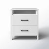 Modern Nightstand Wood White Finish 2-Drawer Storage Minimalist Side Table 23" Height