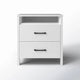 Modern Nightstand Wood White Finish 2-Drawer Storage Minimalist Side Table 23" Height
