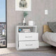 Modern Nightstand Wood White Finish 2-Drawer Storage Open Shelf All-Metal Railings 19.9" Height