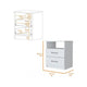 Modern Nightstand Wood White Finish 2-Drawer Storage Open Shelf All-Metal Railings 19.9" Height