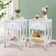 Rustic 1-Drawer Nightstand Set of 2 - Steel and Wood - X-Shaped Accents - 21.7" Height - [Color: Pink / White / Gray / Brown]