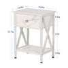 Rustic 1-Drawer Nightstand Set of 2 - Steel and Wood - X-Shaped Accents - 21.7" Height - [Color: Pink / White / Gray / Brown]