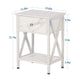 Rustic 1-Drawer Nightstand Set of 2 - Steel and Wood - X-Shaped Accents - 21.7" Height - [Color: Pink / White / Gray / Brown]