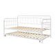 Twin Traditional Daybed Iron Frame with Rounded Design and Roll Out Trundle
