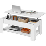 Modern 47.5" Engineered Wood Rectangular Lift-Top Coffee Table — Hidden Storage / White