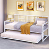 Twin Daybed with Roll-Out Trundle Metal Frame – Twin, Space-Saving Sofa Bed
