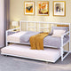 Twin Daybed with Roll-Out Trundle Metal Frame – Twin, Space-Saving Sofa Bed