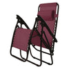 Maroon folding chair with black frame on a white background