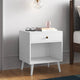Mid-Century Modern Nightstand Wood Light Grey 1-Drawer Storage Open Shelf 22.8" Height