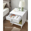 Mid-Century Modern Nightstand Wood Light Grey 1-Drawer Storage Open Shelf 22.8" Height