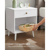 Mid-Century Modern Nightstand Wood Light Grey 1-Drawer Storage Open Shelf 22.8" Height