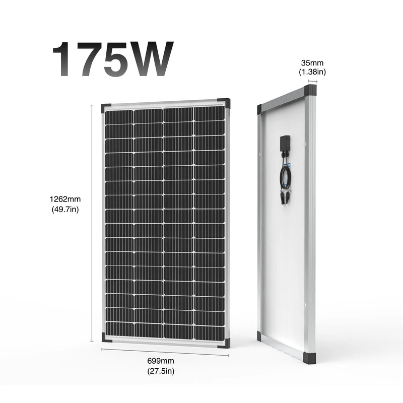 ACOPOWER 175W Rigid Monocrystalline Solar Panel 23% High-Efficiency 12V Off-Grid Battery Charger