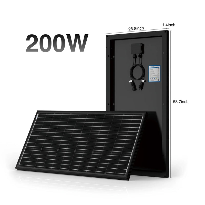 ACOPOWER 200W Rigid Monocrystalline Solar Panel 19.5% Efficiency 12V Off-Grid Battery Charger (1-Pack, 2-Pack, 3-Pack, 4-Pack)